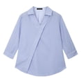 thumbnail image 5 of Fantaslook Striped Tops for Womens 3/4 Sleeve V Neck Shirts Dressy Casual Business Work Blouses Trendy Lapel Tops, 5 of 9