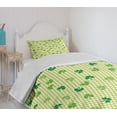 thumbnail image 4 of Ambesonne Irish Quilted Bedspread Set 2 Pcs, Checkered Retro Shamrocks, Twin Size, Multicolor, 4 of 6