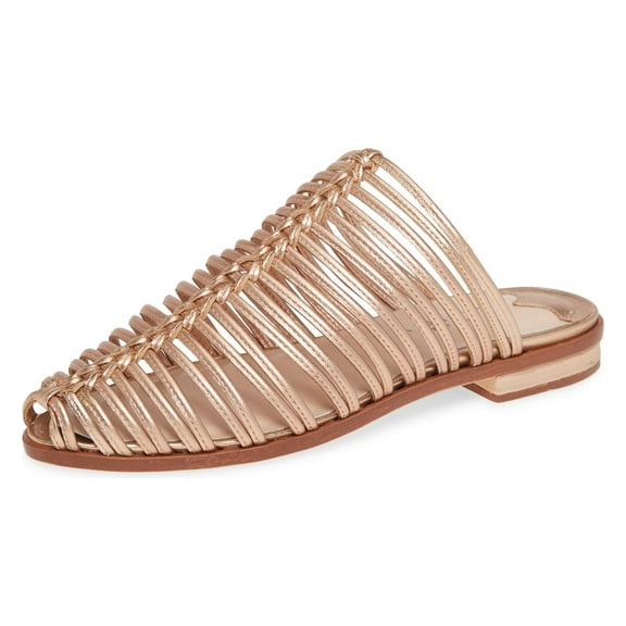 Cecelia New York Gloria Slide Sandal Rose Gold Closed Toe Caged Mule Flats (Rose Gold, 6)