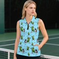thumbnail image 4 of KEIAHUAN Golf Ball 1/4 Zip Up Tennis Golf T-Shirts for Women Quick Dry Stylish Pickle Sleeveless Athletic Shirts Lightweight Stylish Racerback Tennis Sport Tops with 2 Side Pockets, 4 of 7