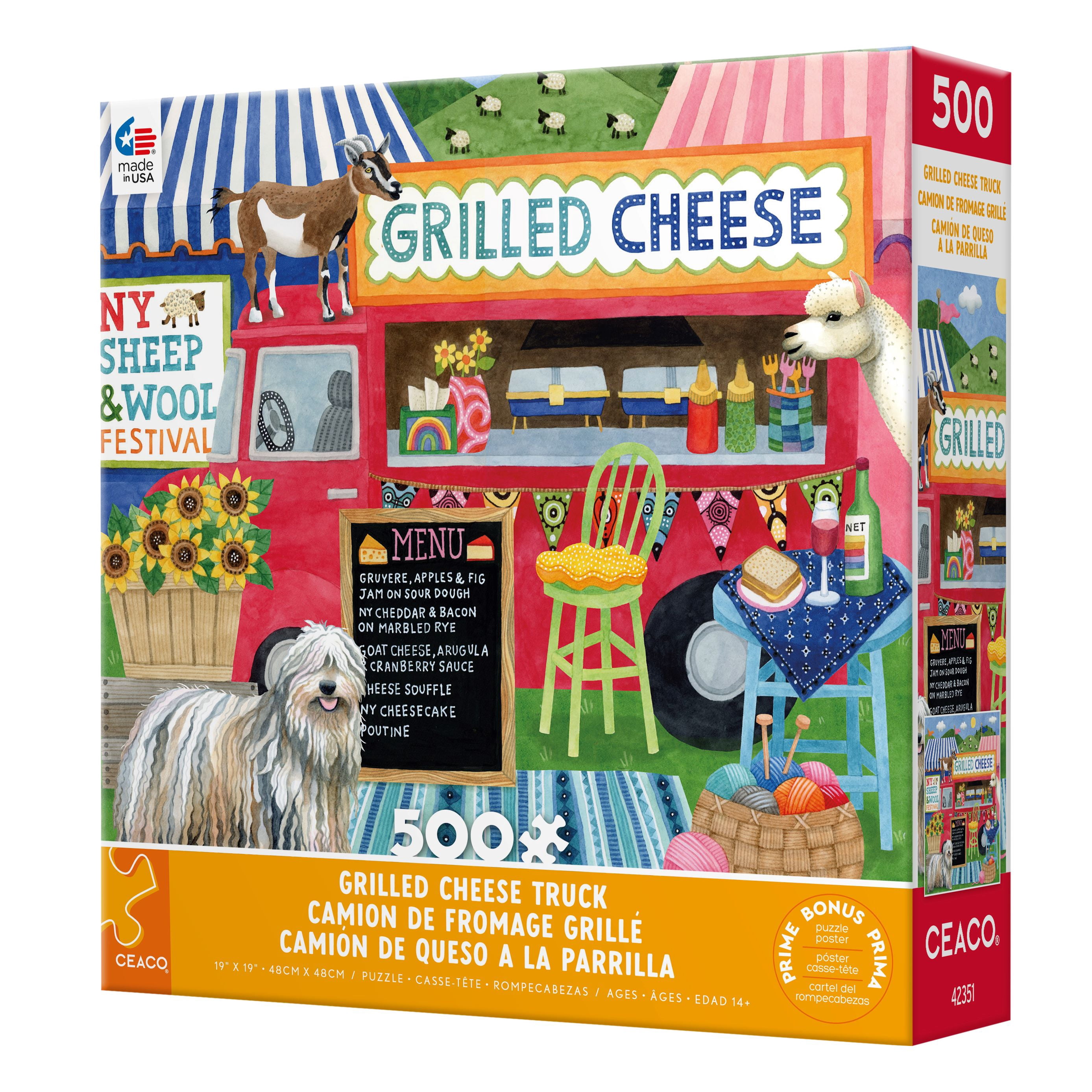 Ceaco Stephanie Peterson Jones Grilled Cheese Truck 500-PC Interlocking Jigsaw Puzzle for Adults Ages 14+