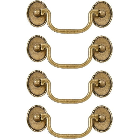 4 Sets Vintage Bail Pull Handles 3.5 inch Hole Center Bronze Drawer Handles Alloy Drop Pulls Decorative Cabinet Pull for DIY Kitchen Cabinet Bedside Cupboard Drawer