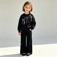 thumbnail image 4 of Angala 2 Piece Outfits For Girls Crew Neck Long Sleeve Bow Detail Sweatshirt With Pants Set Girls Fall Season Wear Clothes, 4 of 7