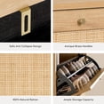 thumbnail image 5 of Rattan Shoe Cabinet with 2 Flip Drawers, Mid Century Modern Shoe Organizer, Boho Wooden Hidden Slim Narrow Shoe Rack Cabinet for Entryway, Hallway, Natural Oak, 5 of 7