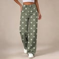 thumbnail image 7 of Ltctricy Girls Pants Polka Dot Wide Leg Trousers with Pockets High Waisted Kids Pants Fall Casual Streetwear(Army Green,11-12 Years), 7 of 7