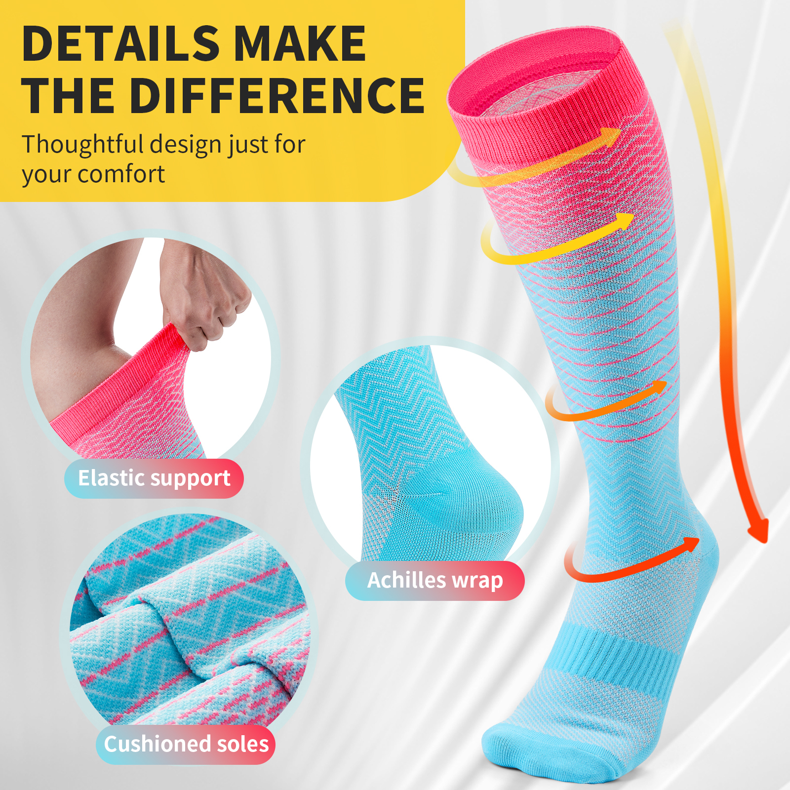 CAMBIVO Compression Socks for Women & Men, 3-Pairs photo 5