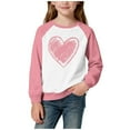 thumbnail image 2 of Tdoqot Girls Heart Print Sweatshirt- Long Sleeve Pullover Casual Cute Kids Spring Tops Pink Size 4, 2 of 5