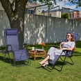 thumbnail image 4 of Zero Gravity Chairs Set of 2, Folding Outdoor Lounge Recliner with Side Tray & Adjustable Pillow, Heavy Duty Portable Lawn Chairs for Patio, Pool, Backyard, Blue, 4 of 8
