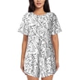 thumbnail image 1 of Fotbe Black White Music Conjunto de Pijama Estampado para Mujer, 2 Piezas, Ropa de Dormir con Camiseta de Manga Corta y Shorts Suaves-Large, 1 of 6