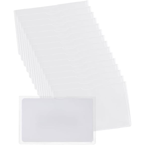 25Pcs Name Badge Holder 59.5x96.5x0.5mm Clear PVC Rectangle Card Holders ID Card Display