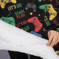 thumbnail image 3 of Oversized Wearable Blanket Hoodie,Colorful Controllers Games Icons Black Pattern Sherpa Blanket Hoodie with Super Pockets,Super Warm Fuzzy Pullover for Women & Men, 3 of 6