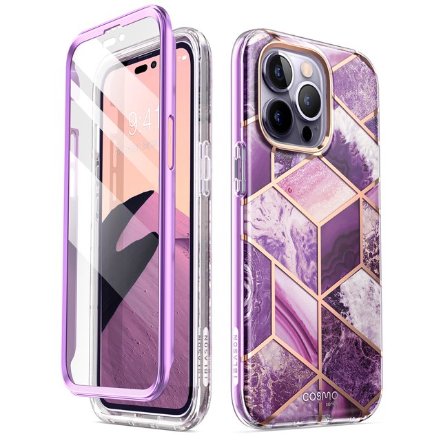 i-Blason Cosmo Series Case for iPhone 14 Pro 6.1 inch (2022 Release), Slim Full-Body Stylish Protective Case with Built-in Screen Protector(Ameth)