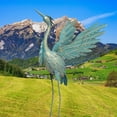 thumbnail image 2 of 42 Inch Crane Statues Spreading Wings for Outdoor, Standing Bird Metal Heron Statues for Yard Lawn Pond Garden Decor, Garden Sculpture & Statue, Cyan, 2 of 4
