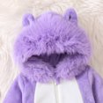 thumbnail image 6 of CUZIBR Baby Boy Halloween Costumes Girl Fuzzy Onesie Animal Romper Jumpsuit Hooded Zip Up Long Sleeve Cozy Trick or Treat Clothes,Purple,0-3 Months, 6 of 8