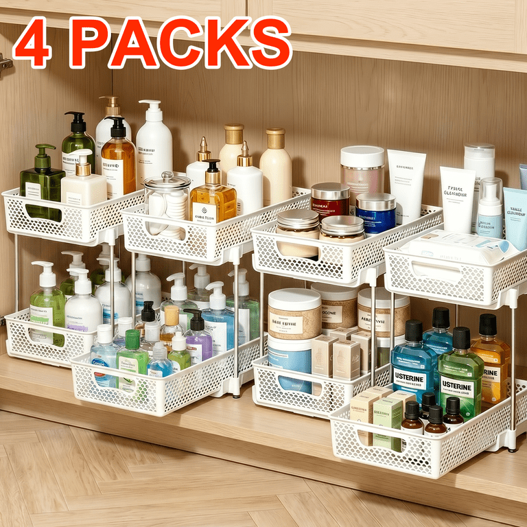 TAIMASI 4-Pack Pull Out Bathroom Organizers, 2-Tier photo 1