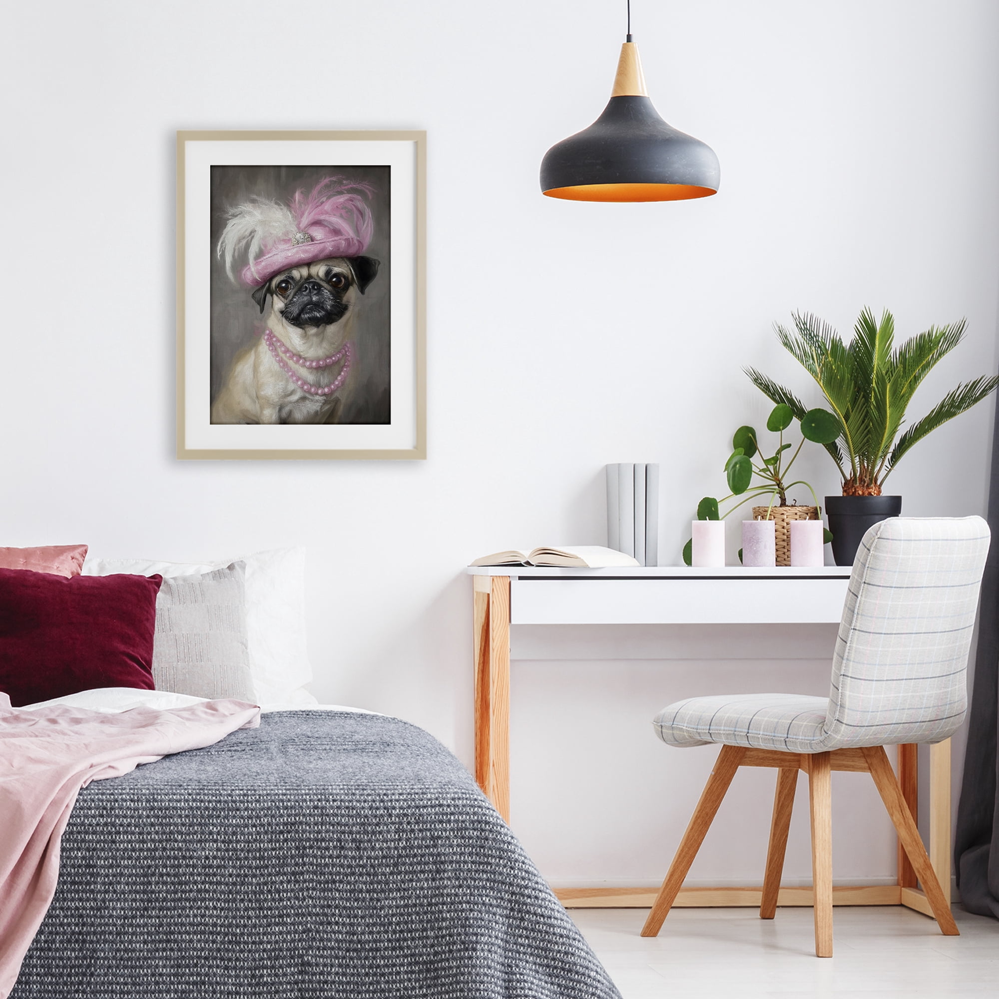Stupell Industries Lady Pug Portrait Birch Framed Print Under Glass, design by Tina LeCour