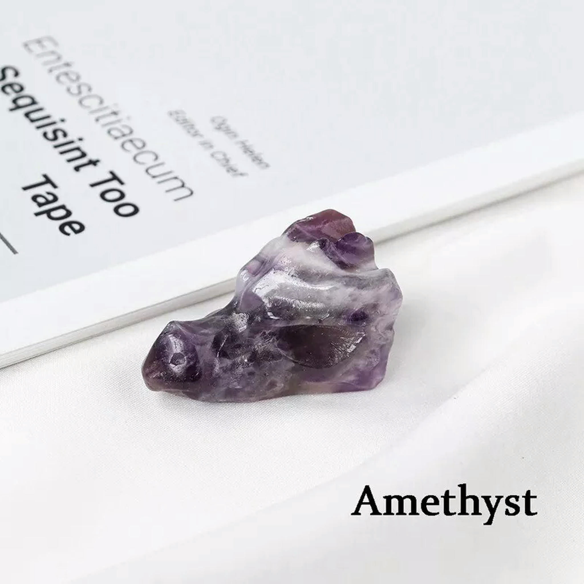 EOEMY 10Pcs Natural Amethyst Quartz Crystal Dragon Head Skull Carved Vivid Loong Decor