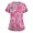 Multicolor, variant on WTOBBY Women's Fashion V-Neck Short Sleeve Overalls Design with Double Layer Pockets Printed Top, Work Apparel for Healthcare, Comfortable Scrub Fit with Practical Features ,Black L