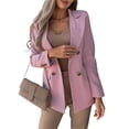 thumbnail image 2 of Women'S Long Sleeve Blazer Jacket, Casual Double Breasted Lapel Coat for Office Work & Holiday Outfits Pink XL, 2 of 8