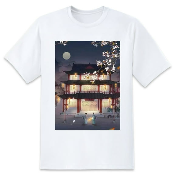 Basic Oversize Tees For WomenLandscape Loose Boyfriend Shirts Casual Blouse round neck