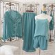 thumbnail image 1 of Pijama de siete piezas de color sólido para mujer, cárdigan de seda para primavera/otoño/verano, ropa de hogar, traje de pijama de seda artificial de 7 piezas, 1 of 5