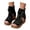 Black, variant on Platform Wedge Sandals for Women 2026 Summer Trendy Pu Leather Peep Toe Buckle Closure Sandal Boots