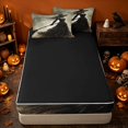 thumbnail image 4 of Erosebridal Halloween Witch Zipper Queen Comforter Set with Fitted Sheet and 2 Pillowcases, Spooky Broomstick Zipper Bedding Set for Boys Girls, Sepia Brown Black, Black Reversible, 4 of 7