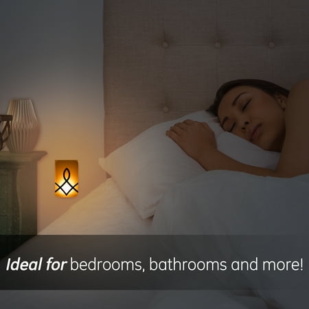 GE - Sleeplite Dusk-To-Dawn Dimmable LED Amber Night Light - White/Brown