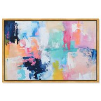 Fluid Drift Canvas Maximalist Abstract by Art Remedy, Gold Frame, 15" x 10"