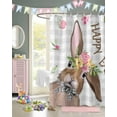 thumbnail image 2 of Easter Shower Curtain Bunny Flowers Shower Curtains for Bathroom Decor Gray Plaid Spring Plants Leaves Bath Curtains Sets for Spring Easter Bathroom Decor Fabric Waterproof Extra Long 72" X 84", 2 of 6
