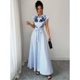 thumbnail image 6 of Blue And White Striped Embroidered Shirt Dress With Ruffle Sleeves And Waist Tie Bow, 6 of 7