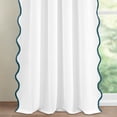 thumbnail image 5 of Lipa Coastal Chic Scalloped Edge Light Filtering Curtain Panel,White with Navy Trim,White Curtain for Living Room Bedroom,52" x 84", 5 of 10
