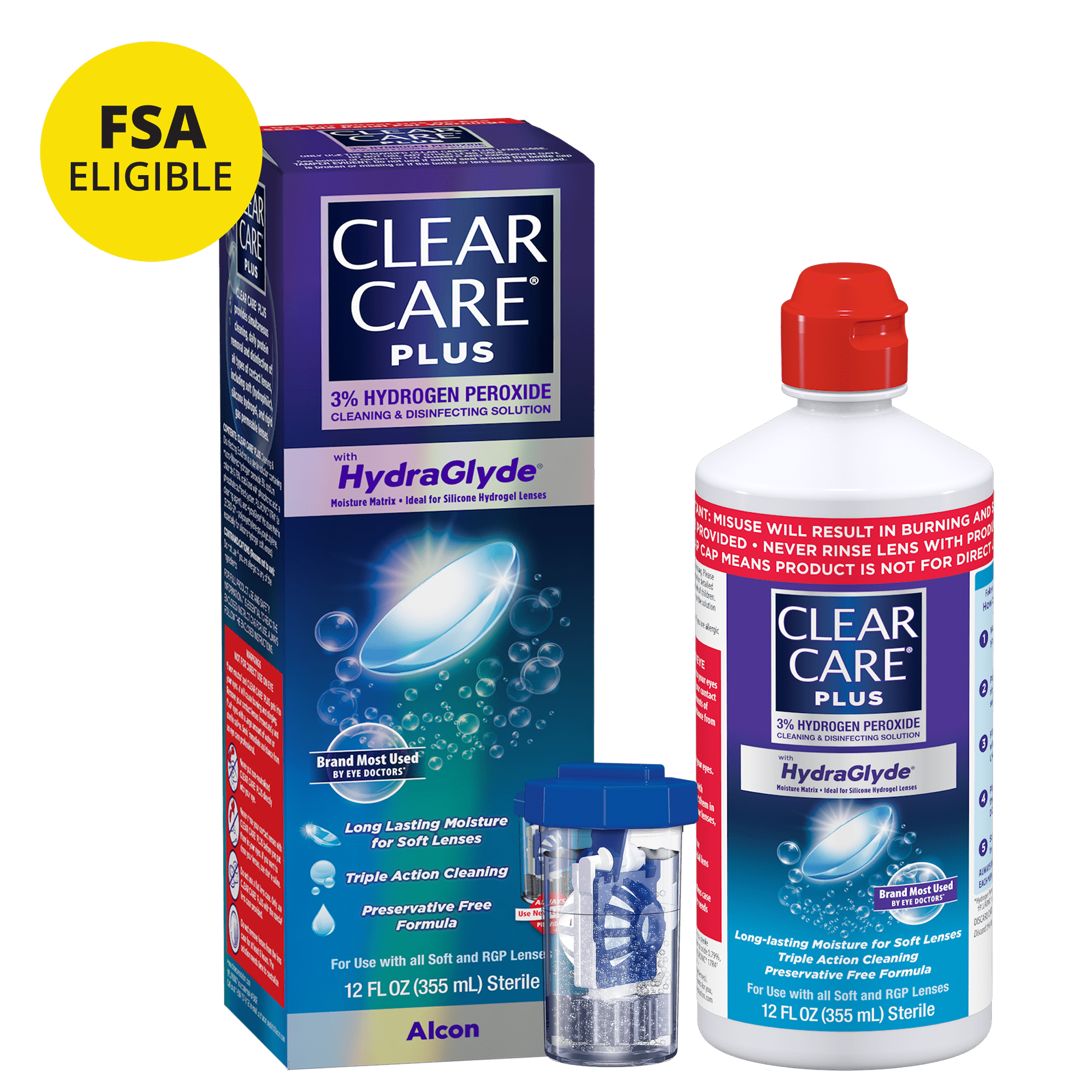 CLEAR CARE PLUS Cleaning & Disinfecting Contact Lens Solution with Case, 12 oz
