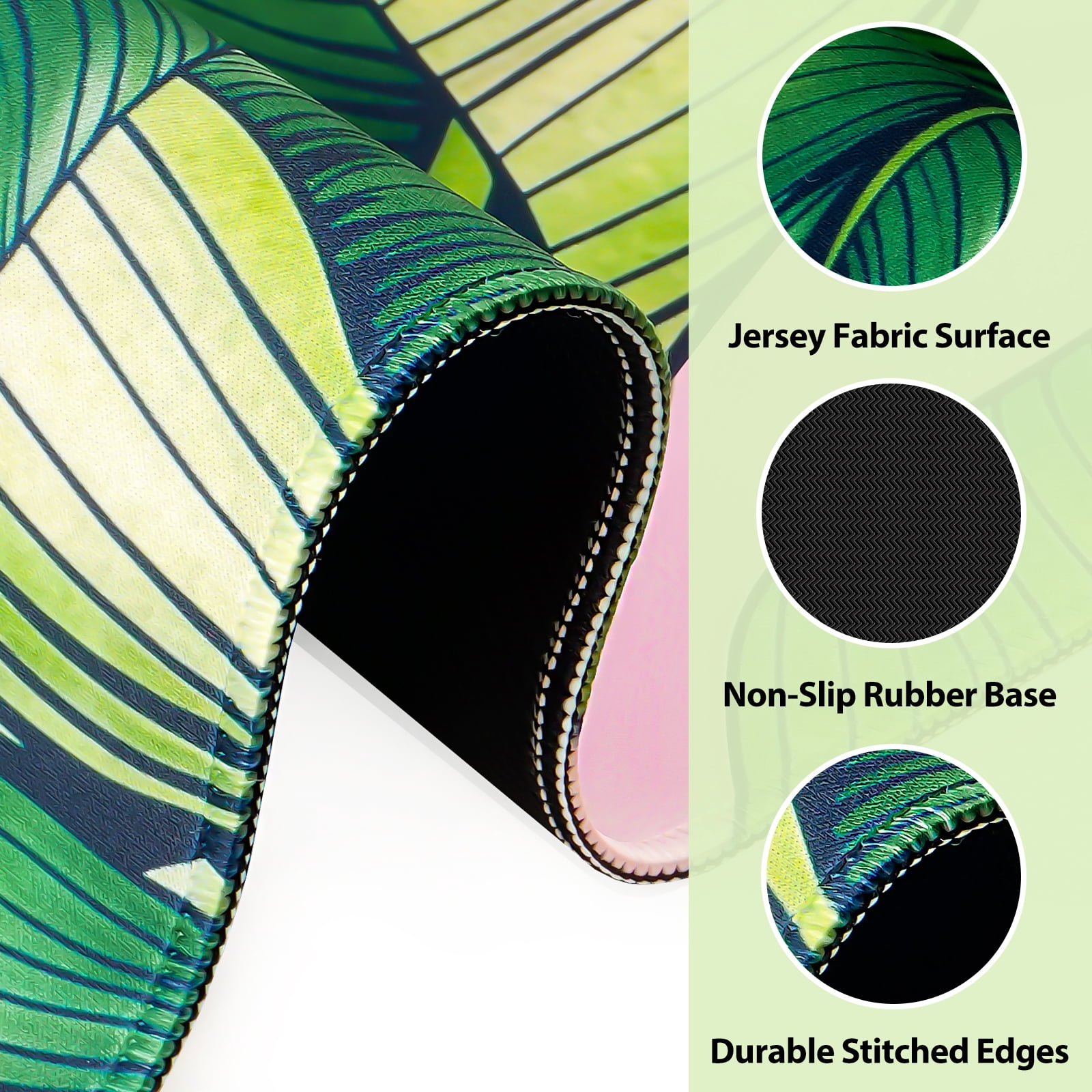 Tropical Leaf Pattern Game Mat – Anti-Slip Noise Reducing Pad for Mahjong, Cards, Poker | Portable with Velvet Carry Bag