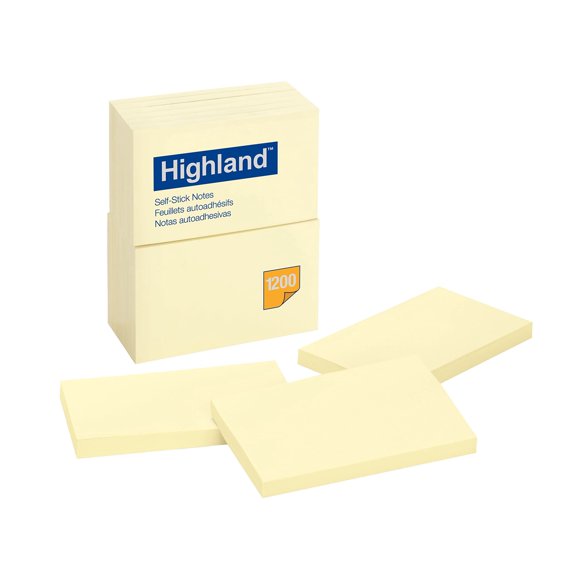 Sticky Notes Highland, 7,6 x 12,7 cm, 12 unidades, color amarillo (6609)