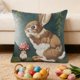 thumbnail image 5 of CaiYueKe Easter Rabbit Floral Pillow Cover - Sofa Cushion Case Home Decor Throw Pillow for Living Room Couch Bedroom Outdoor Indoor Decorative Accent Spring Holiday Farmhouse Decor, 5 of 8