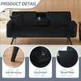 thumbnail image 4 of FFH Modern Corduroy Futon Sofa Bed with Adjustable Backrest,Convertible Loveseat Sleeper,Soft Couch with Drop-Down Table and Cup Holder for Living room,Black, 4 of 8