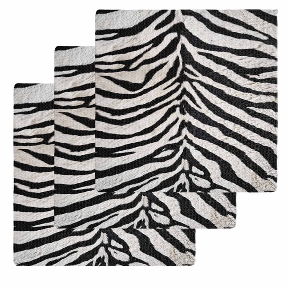 Black White Zebras Kitchen Dish Towels for Drying Dishes Set of 3, Vintage Abstract Art Waffle Weave Microfiber Hand Tea Bathroom Towels Quick Dry & Absorbent Towel 12x12
