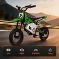 thumbnail image 3 of Electric Dirt Bike for Kids 6+, 24V Motorcycle, Electric Motorbike, 5-10 mph, High/Low Speeds-Green, 3 of 7