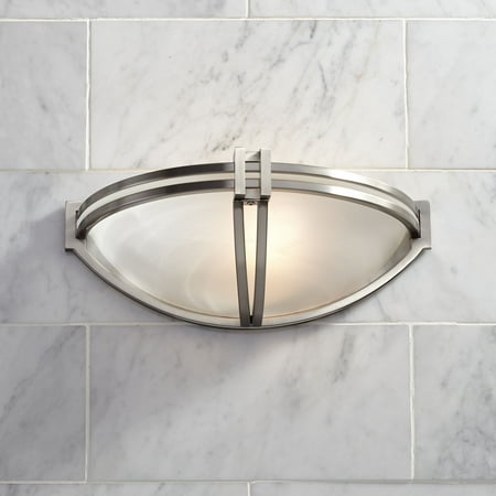 

Possini Euro Design Solara Modern Wall Light Sconce Brushed Nickel 13 3/4 Fixture Marbleized Glass for Bedroom Bathroom Vanity Reading Living Room