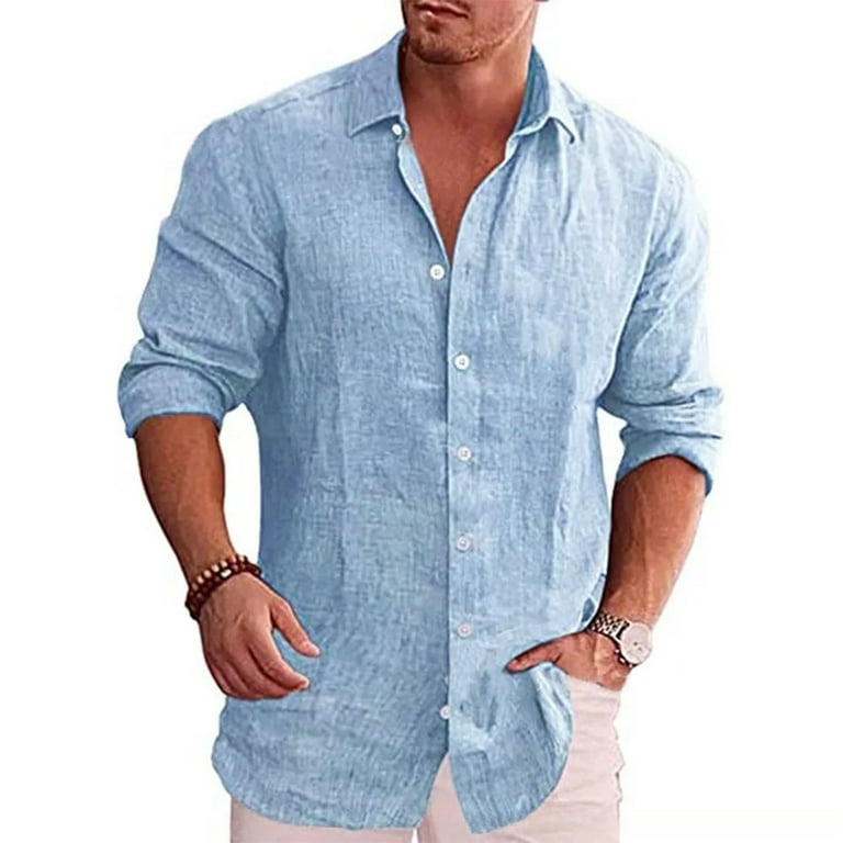 Cotton Linen Autumn Hot Selling Men's Long Sleeve Shirt Solid Color Casual  Style Plus Size Men's Casual Linen Shirt - Walmart.com