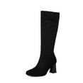 thumbnail image 4 of Xfvqtps Womens Knee High Boots with Buckle Thick Block Heel Stretch Slim Fit Fashion Winter Boots Pointed Toe Western Cowgirl Boots Black, 4 of 6