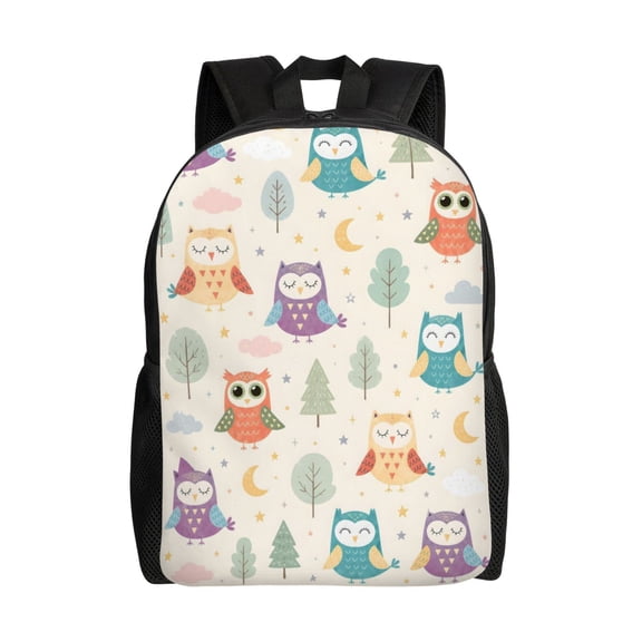 Cute Owl Backpack Full Front Print Travel Laptop Bag for Men and Women