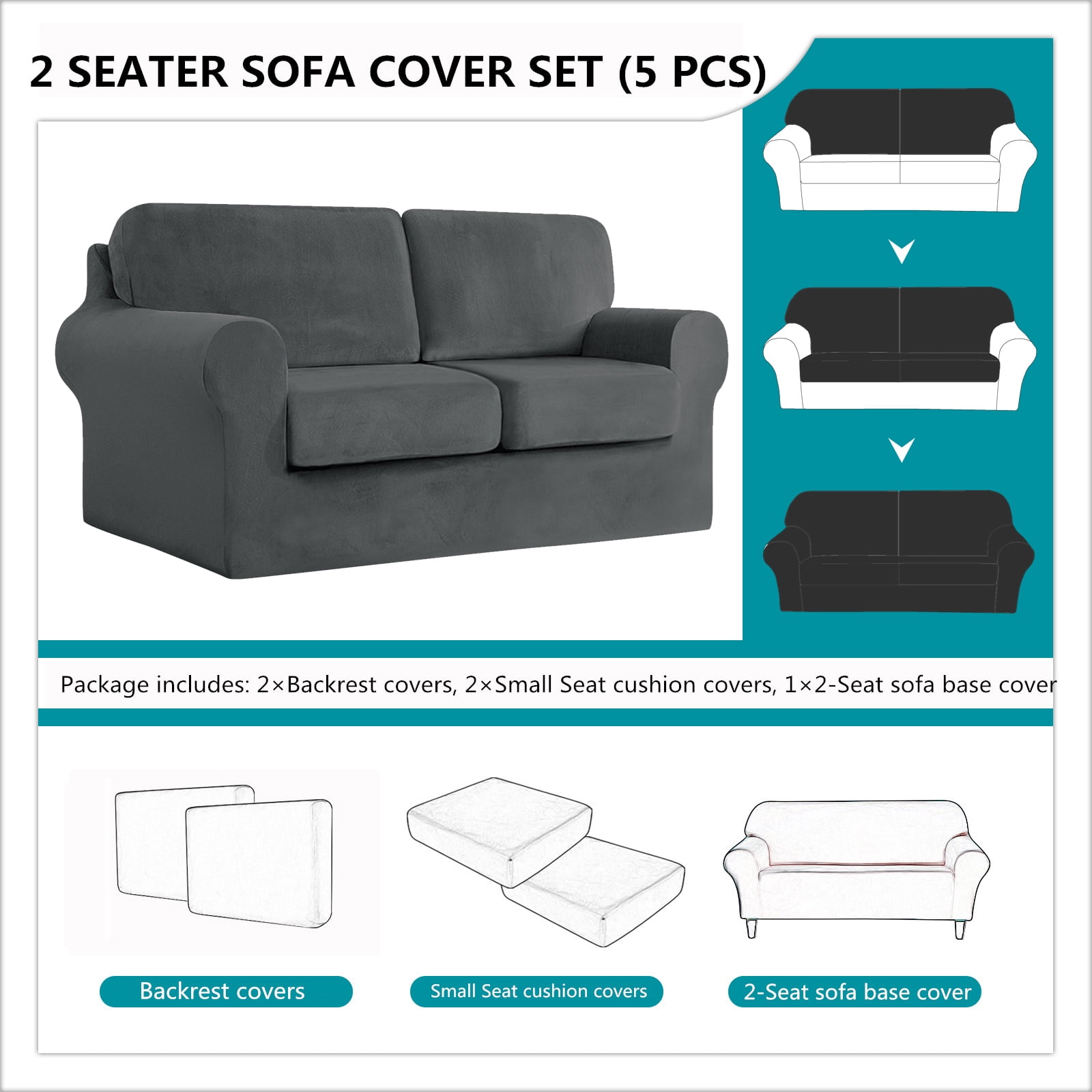 EKTORP Sofa Cover with Separate Seat Cushions covers and Backrests covers Stretch Sofa Covers Velvet Couch Slipcover Protector
