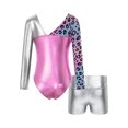 thumbnail image 2 of ZDHOOR Kids Girls 2 Piece Ballet Dance Outfit Dancewear Metallic Gymnastics Leotard with Shorts Silver-A 8, 2 of 5