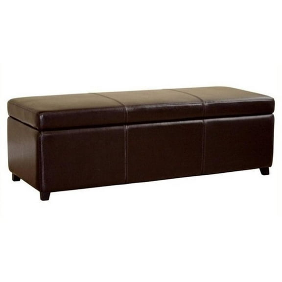 Bowery Hill Faux Leather Storage Bench Ottoman in Dark Brown