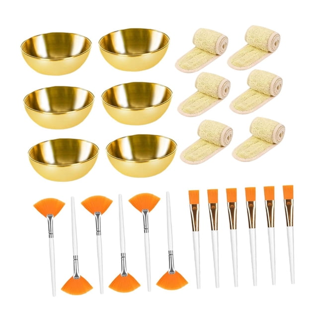 Kit completo de esteticista con cuencos de acero inoxidable, cepillos, diademas, herramientas portátiles para mezclar mascarillas faciales, recuerdos 24 piezas