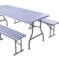 thumbnail image 2 of Picnic Table and Bench Cover Waterproof Tablecloth with Bench Cover Wipeable Rectangle Picnic Tablecloth for 30 ×72in Table Elastic Picnic Bench Covers for 12×72in Bench Indoor Outdoor, 2 of 11