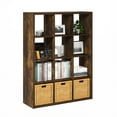 thumbnail image 5 of Furinno Cubicle Open Back Decorative Cube Storage Organizer, 12-Cube, Amber Pine, 5 of 8