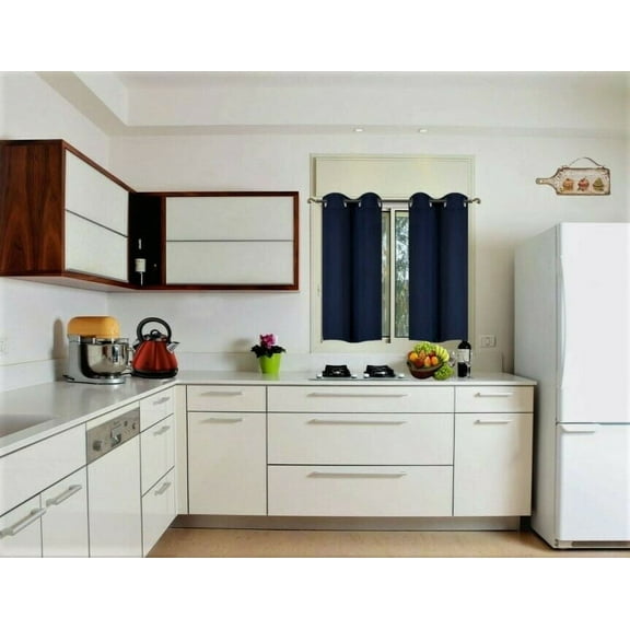 2 Pieces navy blue window curtain thermal panels blackout with grommets silky soft texture unlined heavy thick for any room decor K30